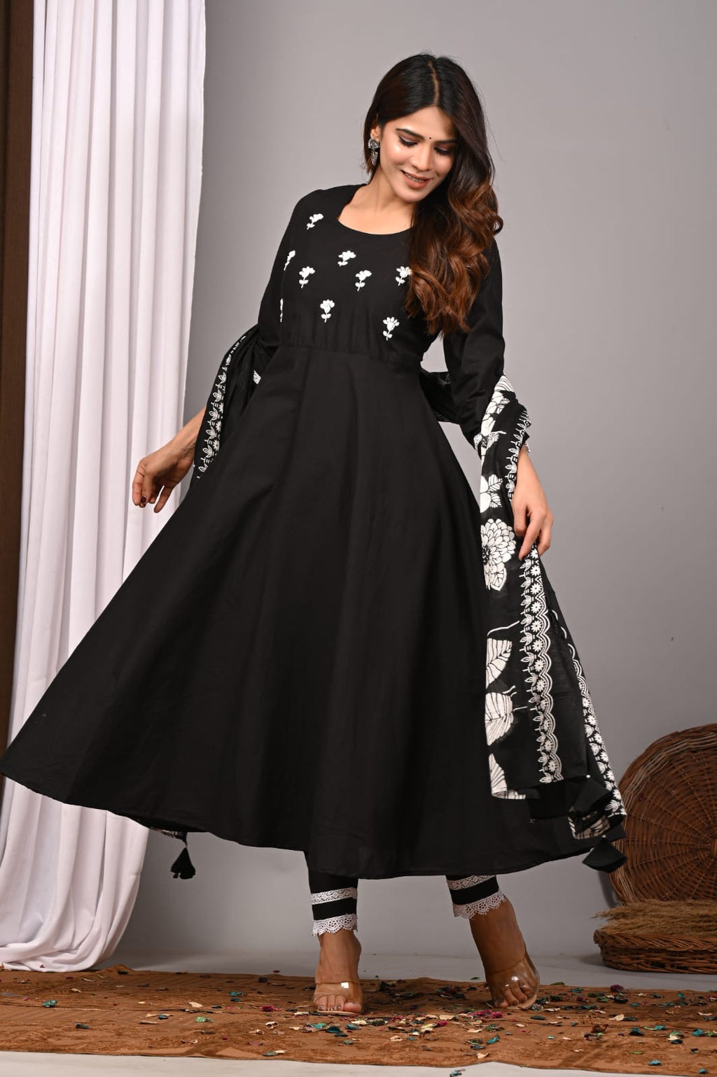 Noir Elegance Monochrome A-Line Sundress Set