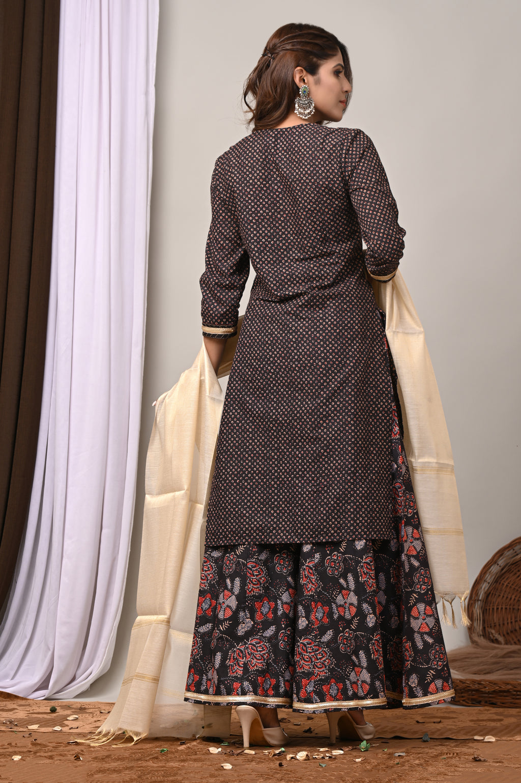 Midnight Motif Sanganeri Sharara Set