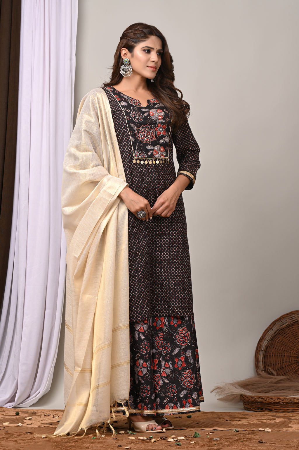 Midnight Motif Sanganeri Sharara Set