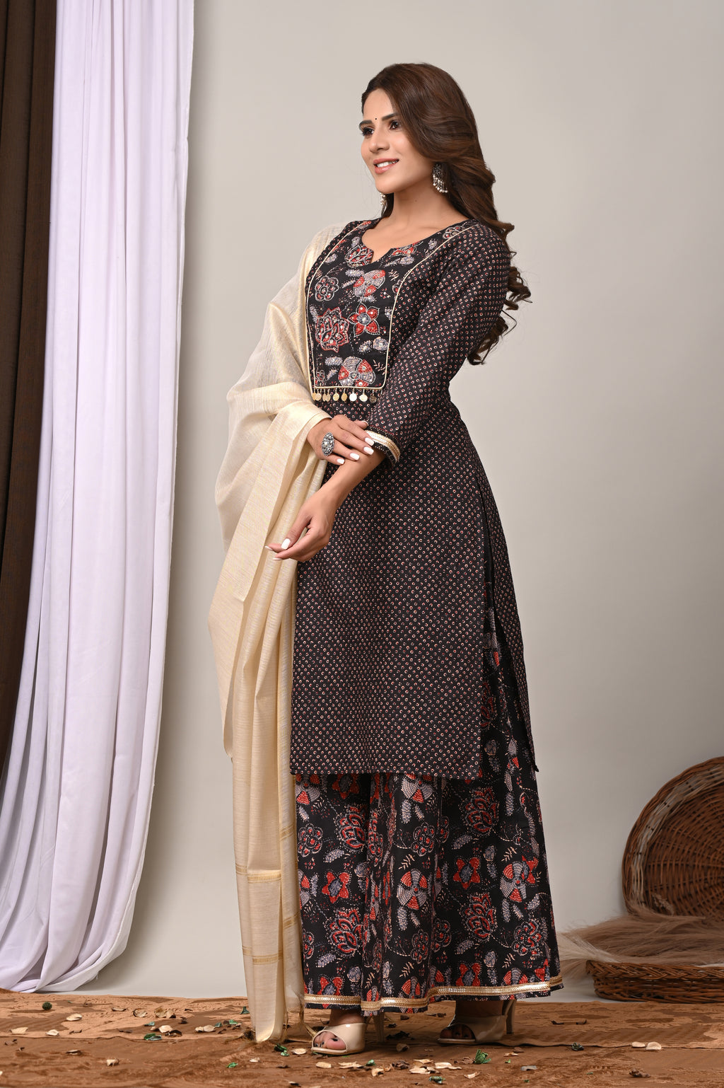 Midnight Motif Sanganeri Sharara Set