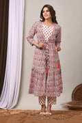 Scarlet Bloom Cotton Shrug & Pant Set