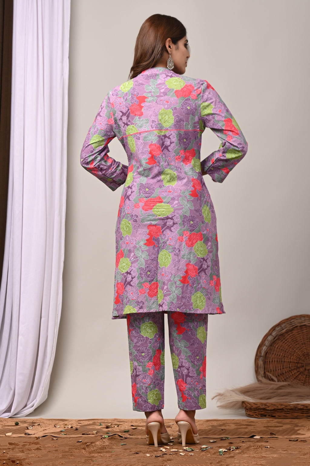 Lavender Blossom Sanganeri Cotton Co-ord Set