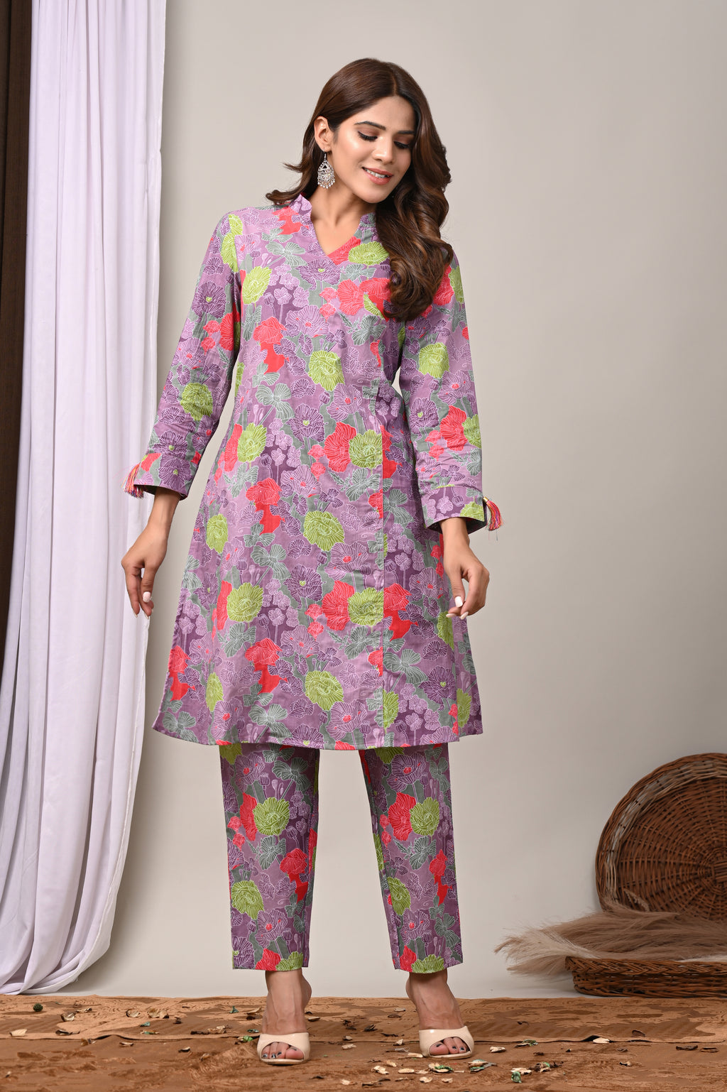 Lavender Blossom Sanganeri Cotton Co-ord Set