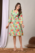 Meadow Green Sanganeri Ruffle Fusion Dress