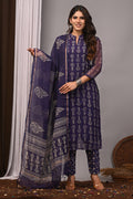 Deep Violet Artisanal Handblock Kota Doria Set