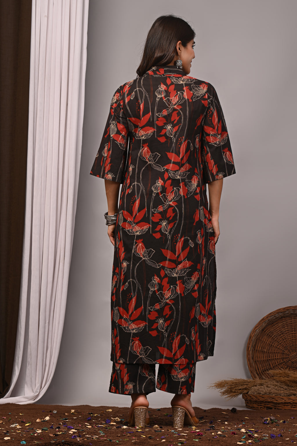Noir Botanical Sanganeri Palazzo Set