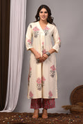Cream Blossom Sanganeri Palazzo Set