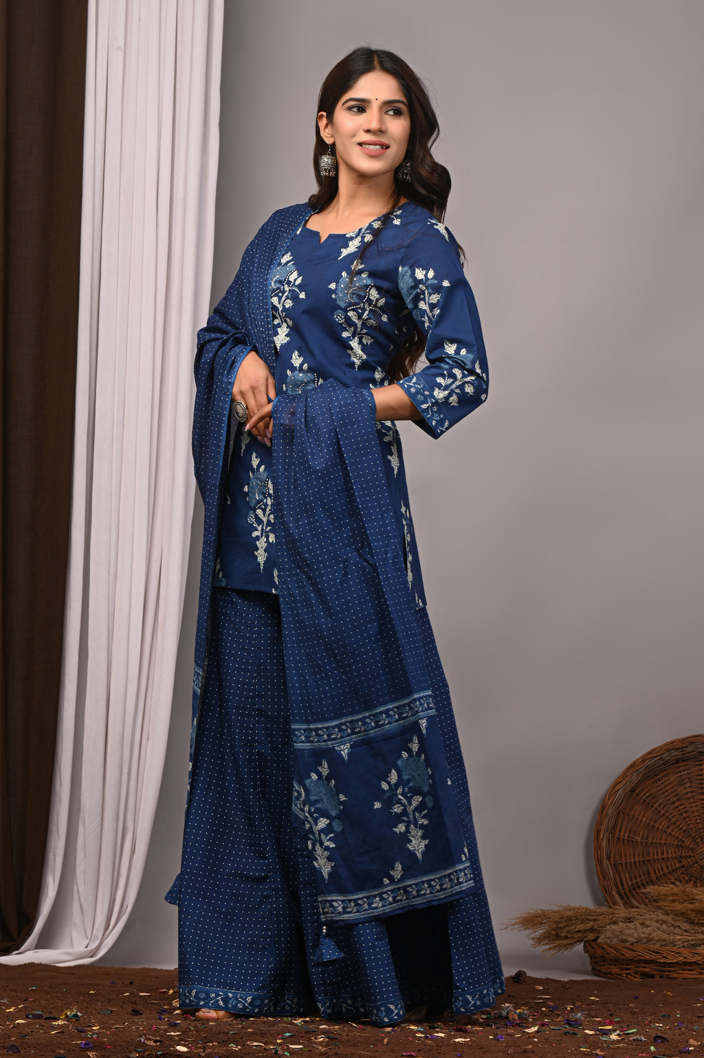 Sapphire Indigo Polka Dot Sharara Set