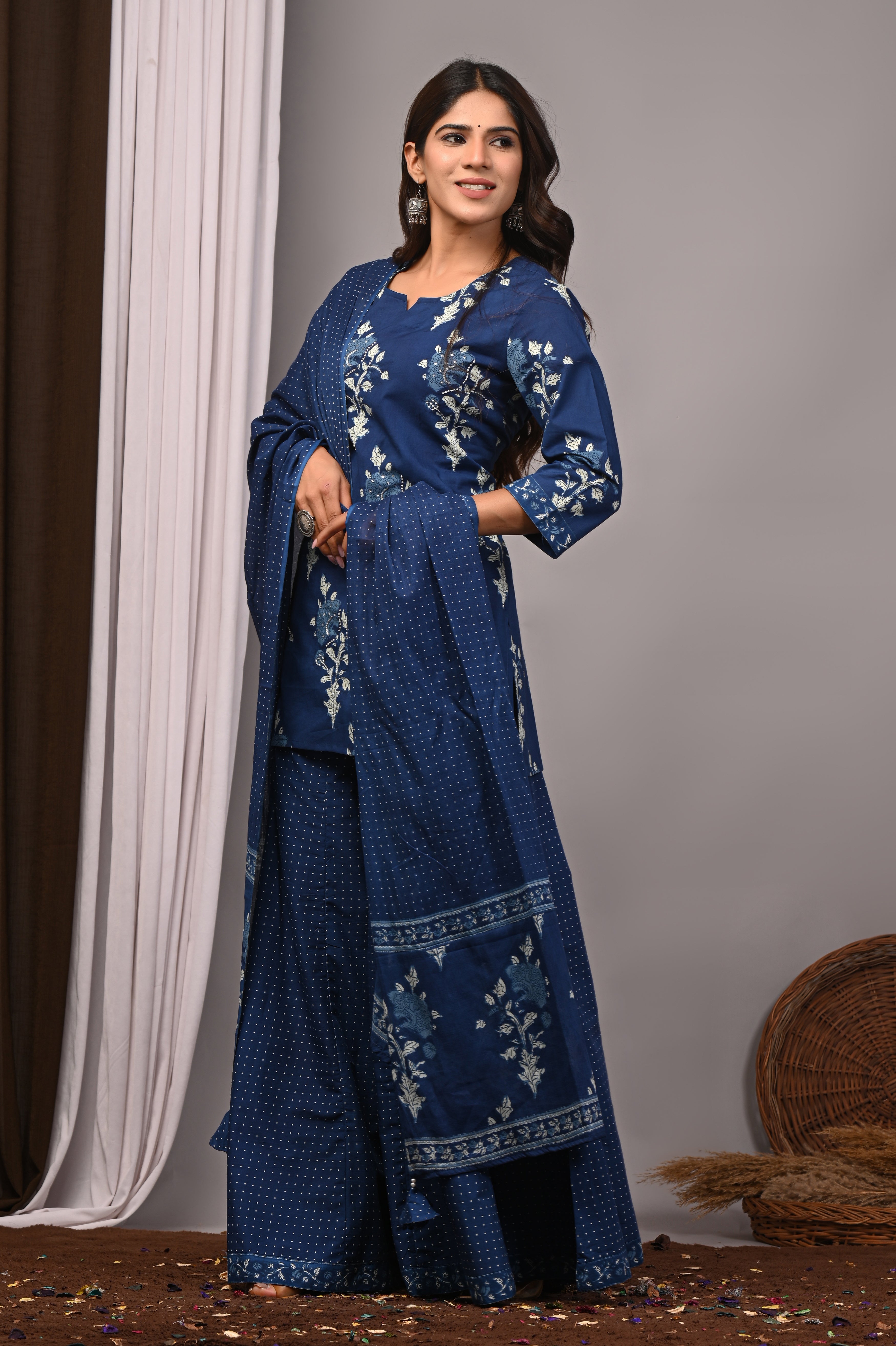 Sapphire Indigo Polka Dot Sharara Set