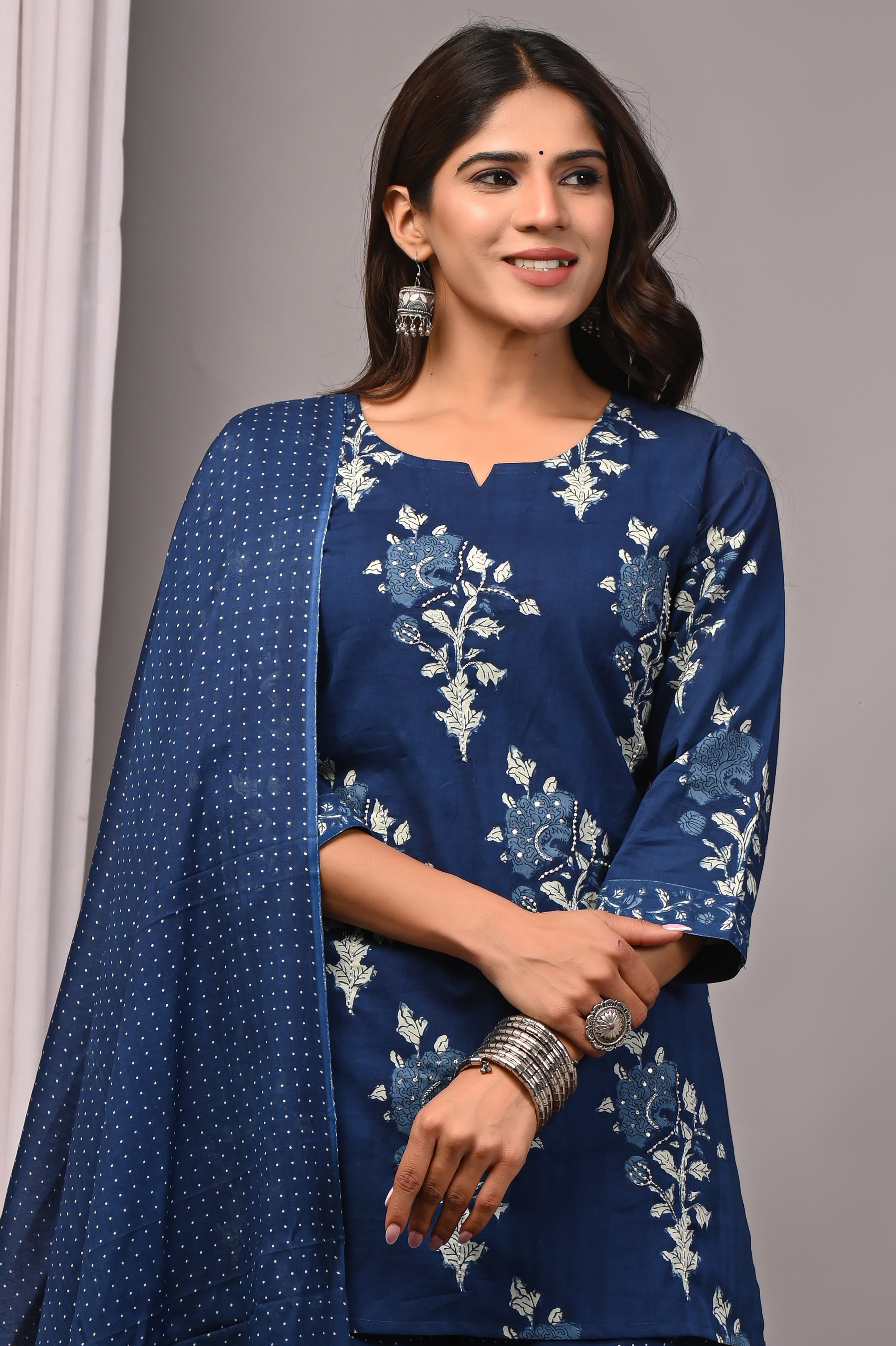 Sapphire Indigo Polka Dot Sharara Set
