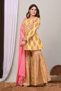 Marigold Blossom Sanganeri Peplum Gharara Set