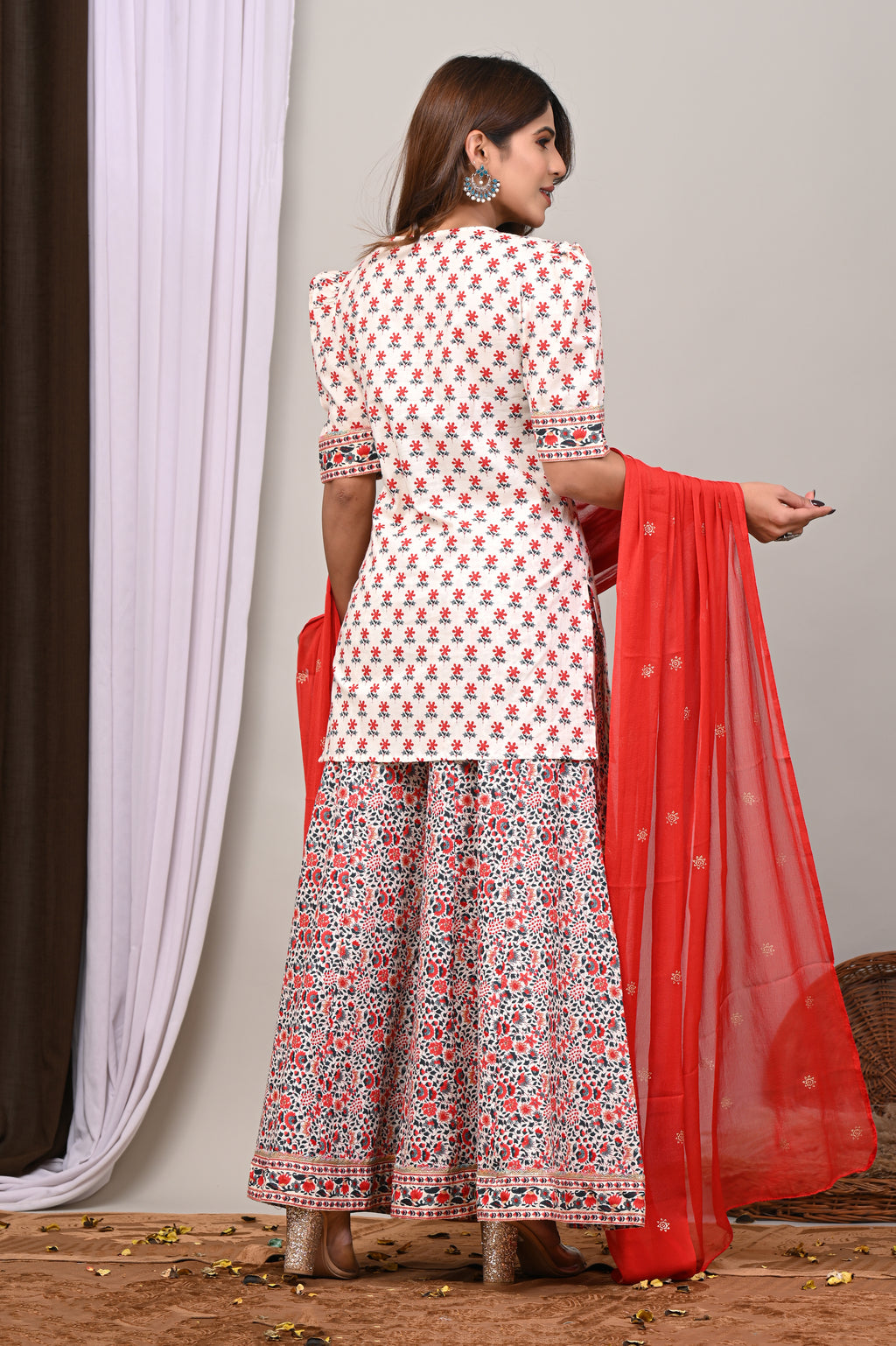 Crimson & Ivory Sanganeri Sharara Set