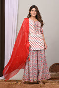 Crimson & Ivory Sanganeri Sharara Set