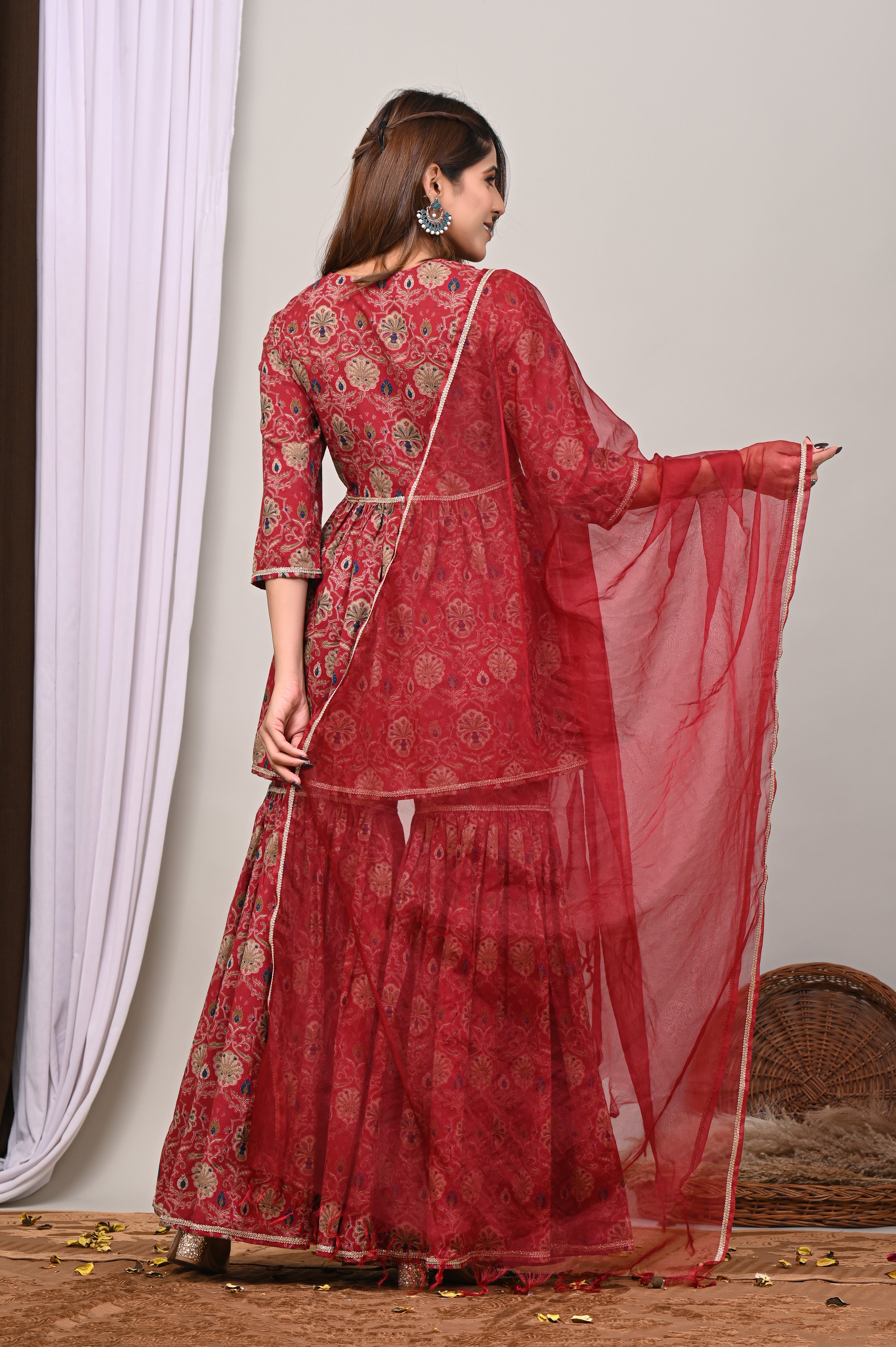 Ruby Medallion Sanganeri Gharara Set