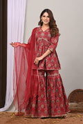 Ruby Medallion Sanganeri Gharara Set
