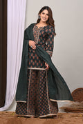 Forest Motif Sanganeri Sharara Set