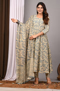 Cerulean Mist Sanganeri Cotton Sundress Set