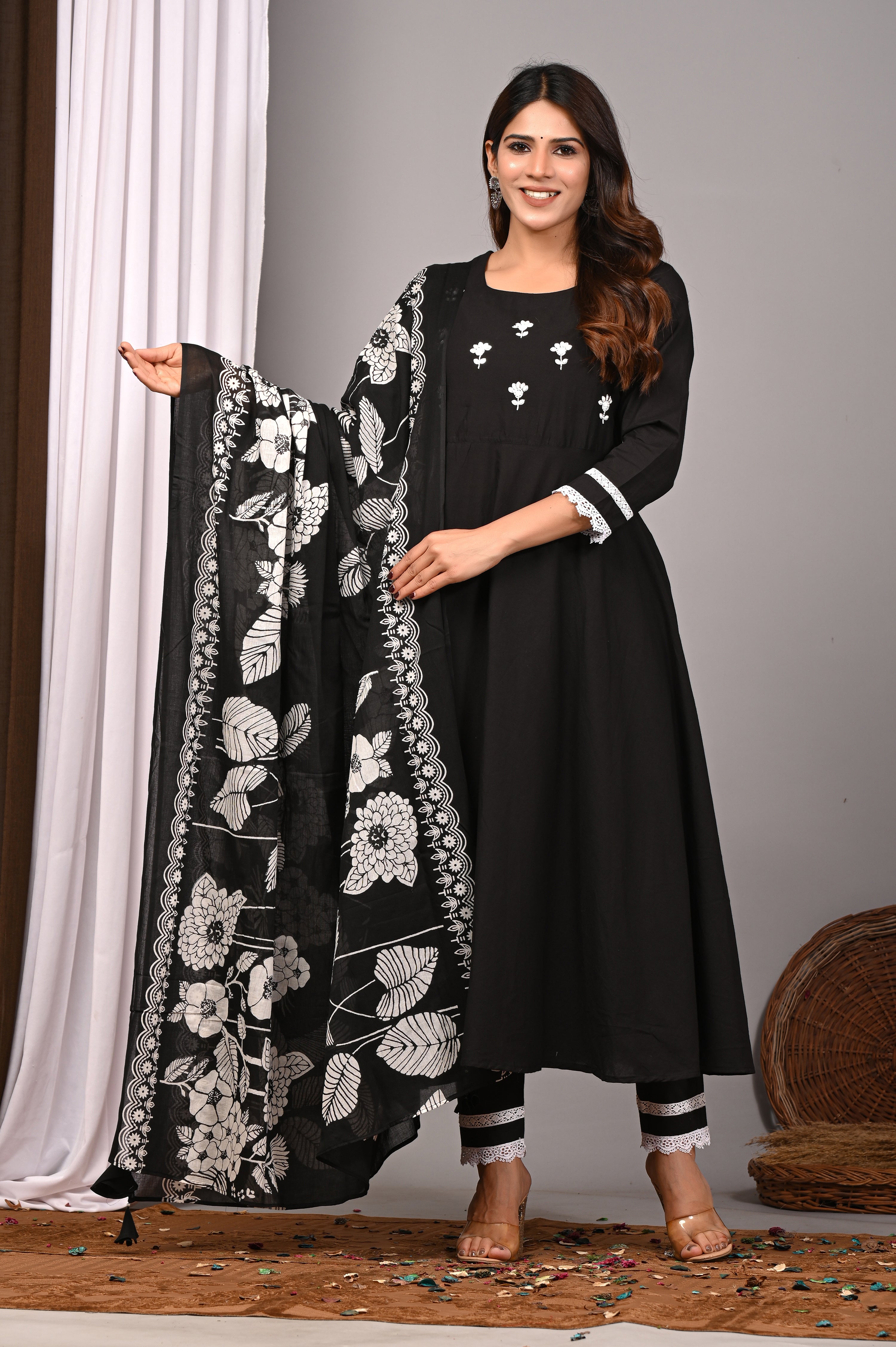 Noir Elegance Monochrome A-Line Sundress Set