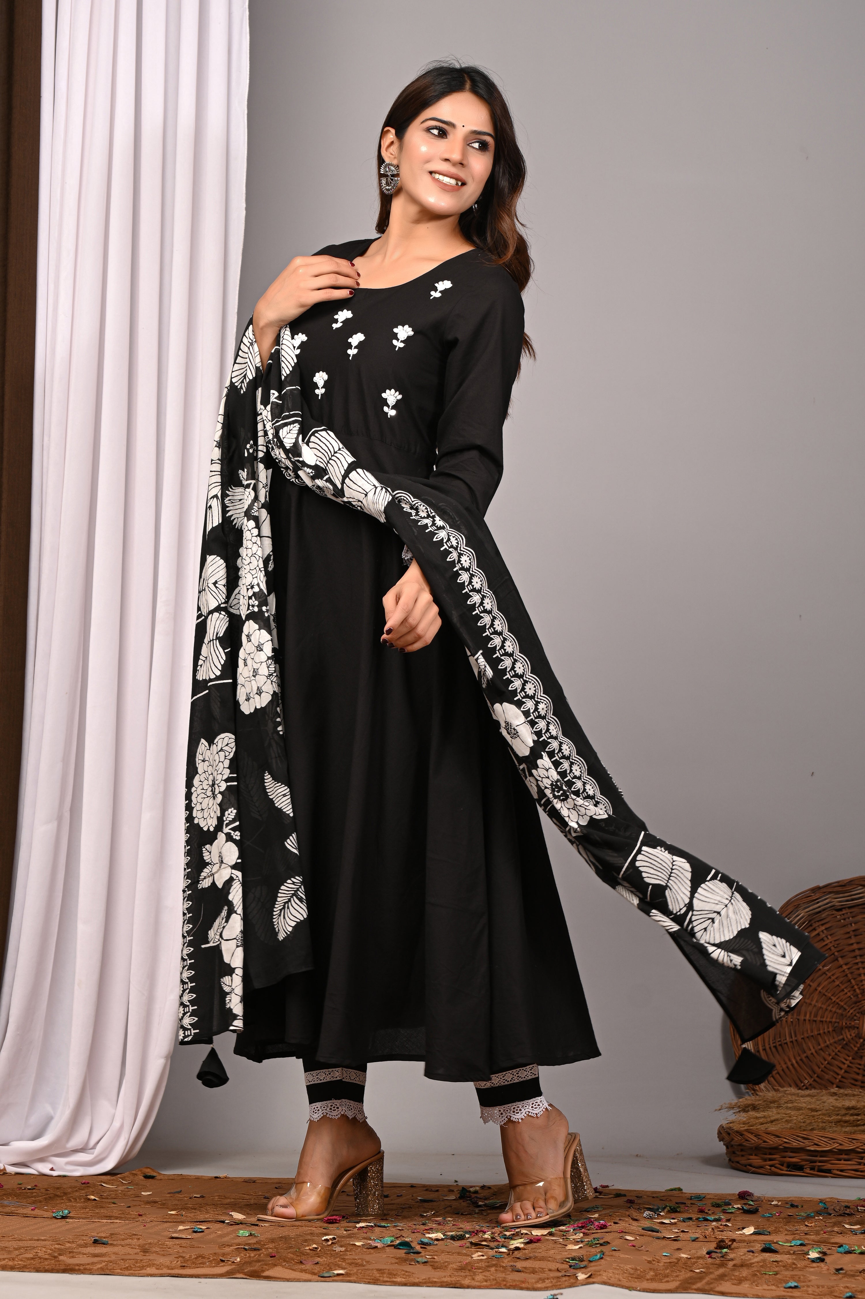 Noir Elegance Monochrome A-Line Sundress Set