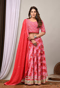 Rose Pink Leheriya & Bandhej Festive Lehenga Set