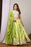Lime Leheriya & Bandhej Festive Lehenga Set
