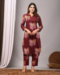 Bordeaux Rose Sanganeri Cotton Palazzo Set
