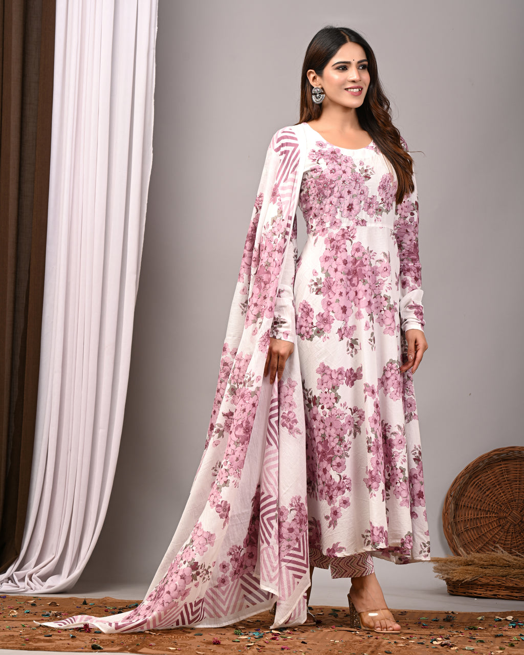 Orchid Mist Sanganeri Cotton A-Line Sundress Set