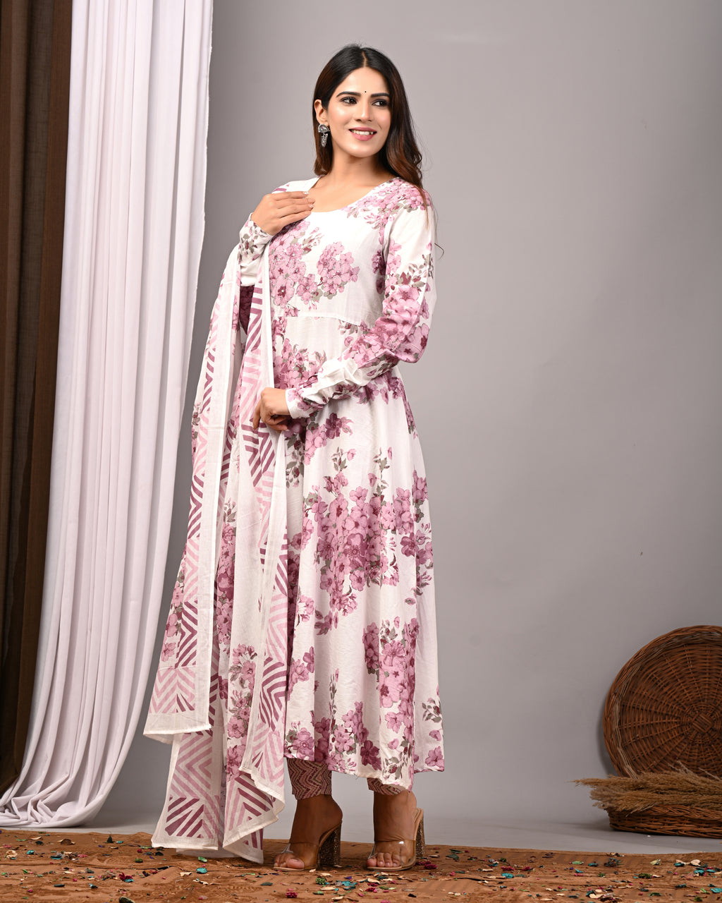Orchid Mist Sanganeri Cotton A-Line Sundress Set