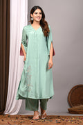 Sage Serenade Hand-Embroidered Modal Silk Set
