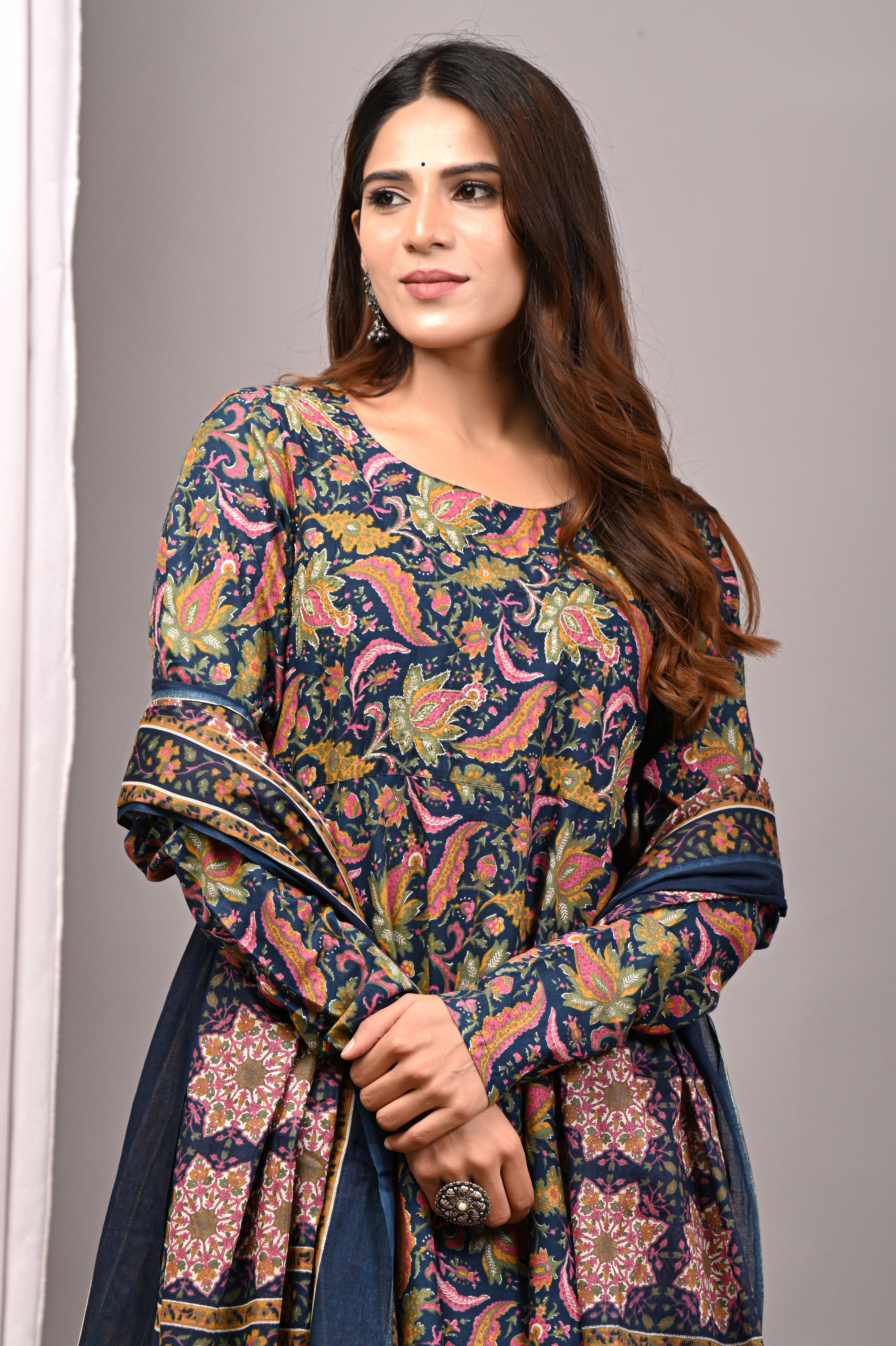 Midnight Paisley Sanganeri Cotton A-Line Sundress Set