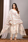 Ivory Rose Mughal Boota Chanderi Silk Suit Set
