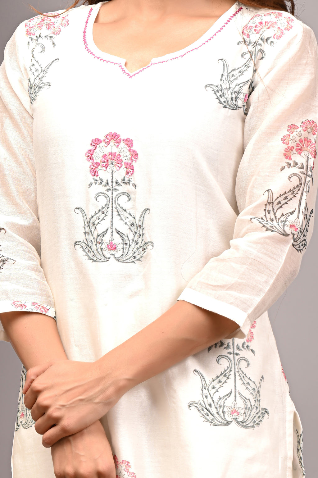 Ivory Rose Mughal Boota Chanderi Silk Suit Set