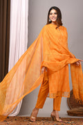 Sunshine Yellow Handblock Kota Doria Set