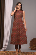 Terracotta Traditional Handblock Sleeveless Co-ord Set