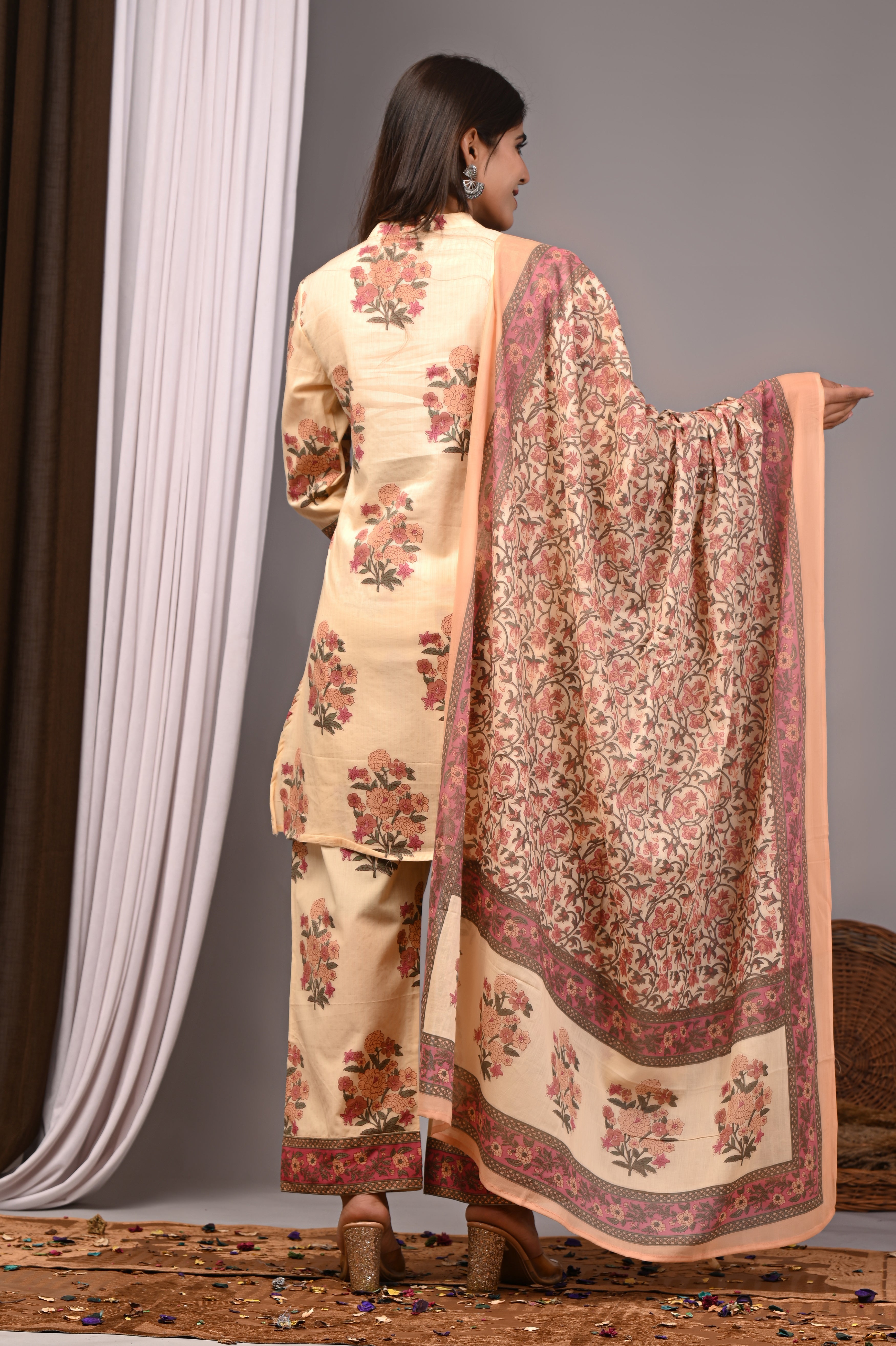 Apricot Blossom Sanganeri Palazzo Set