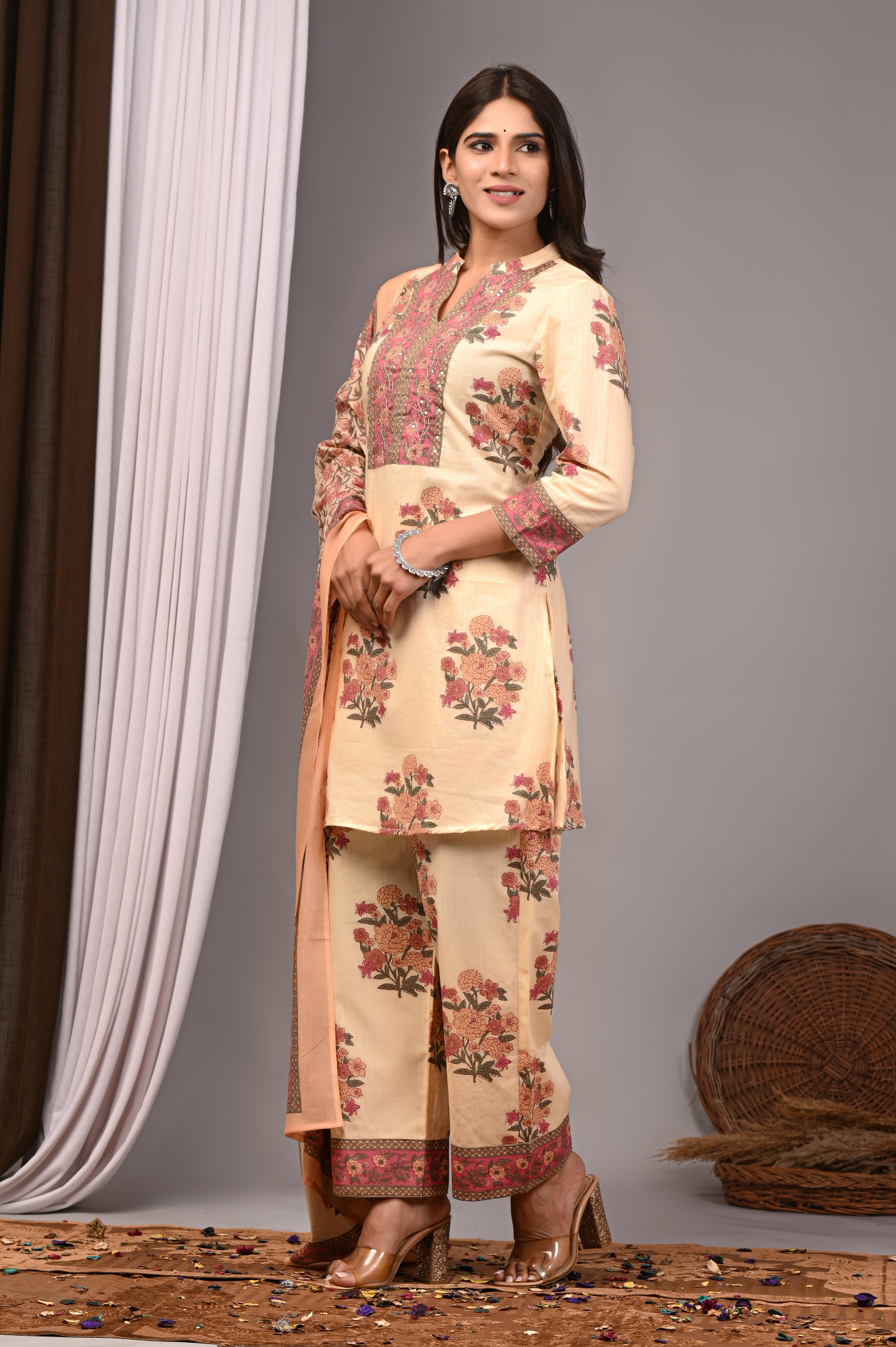 Apricot Blossom Sanganeri Palazzo Set