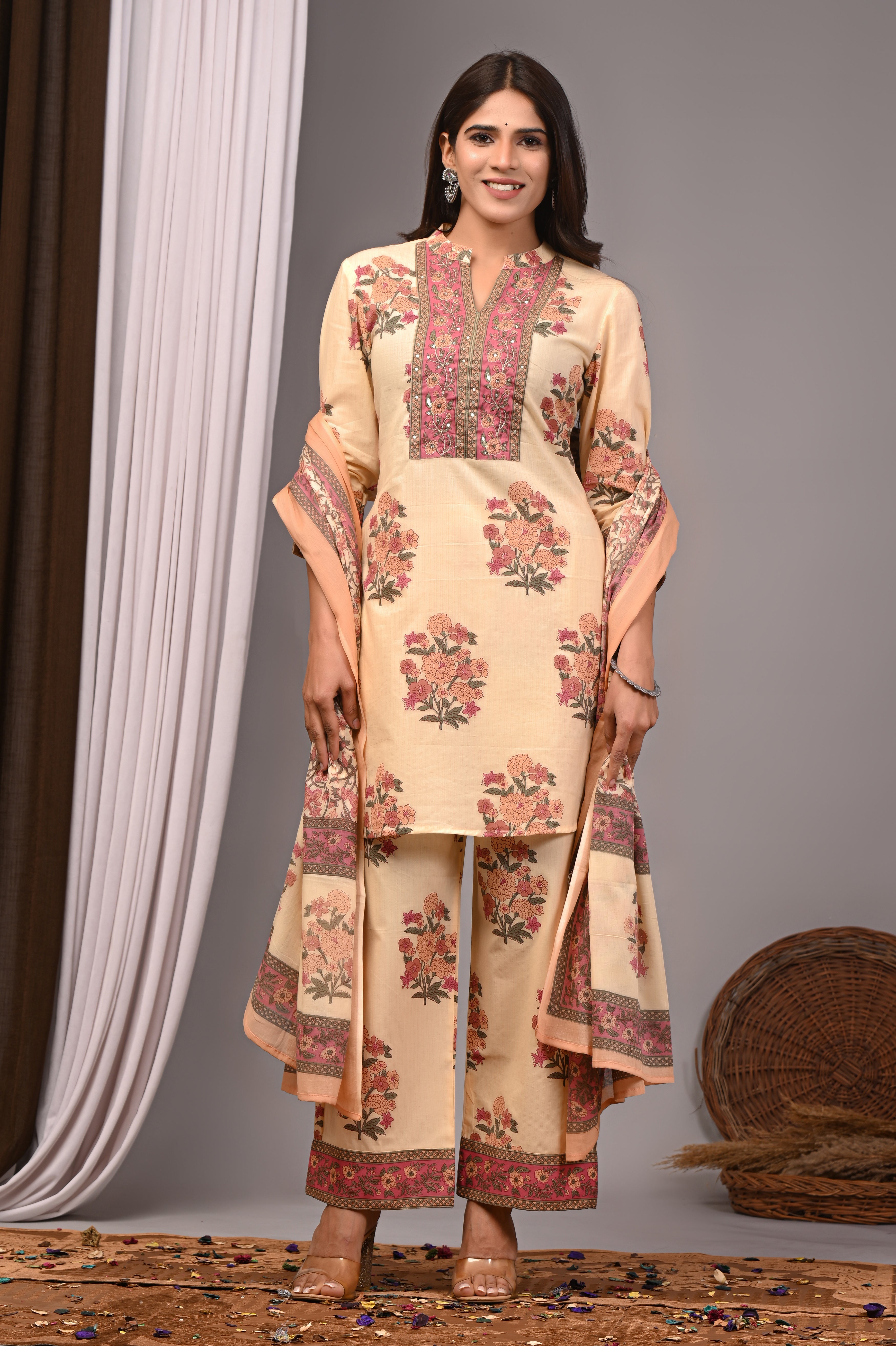 Apricot Blossom Sanganeri Palazzo Set