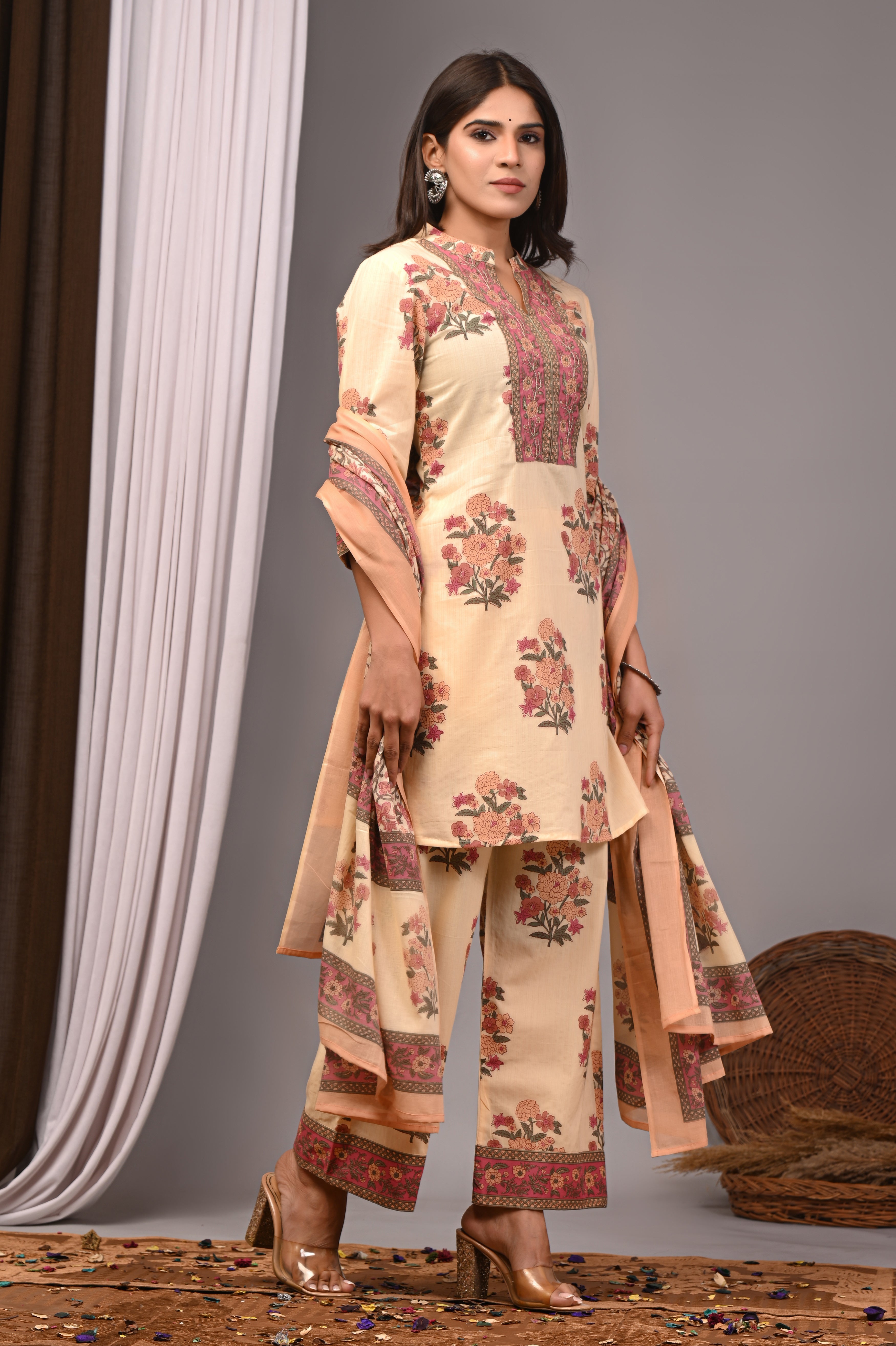 Apricot Blossom Sanganeri Palazzo Set