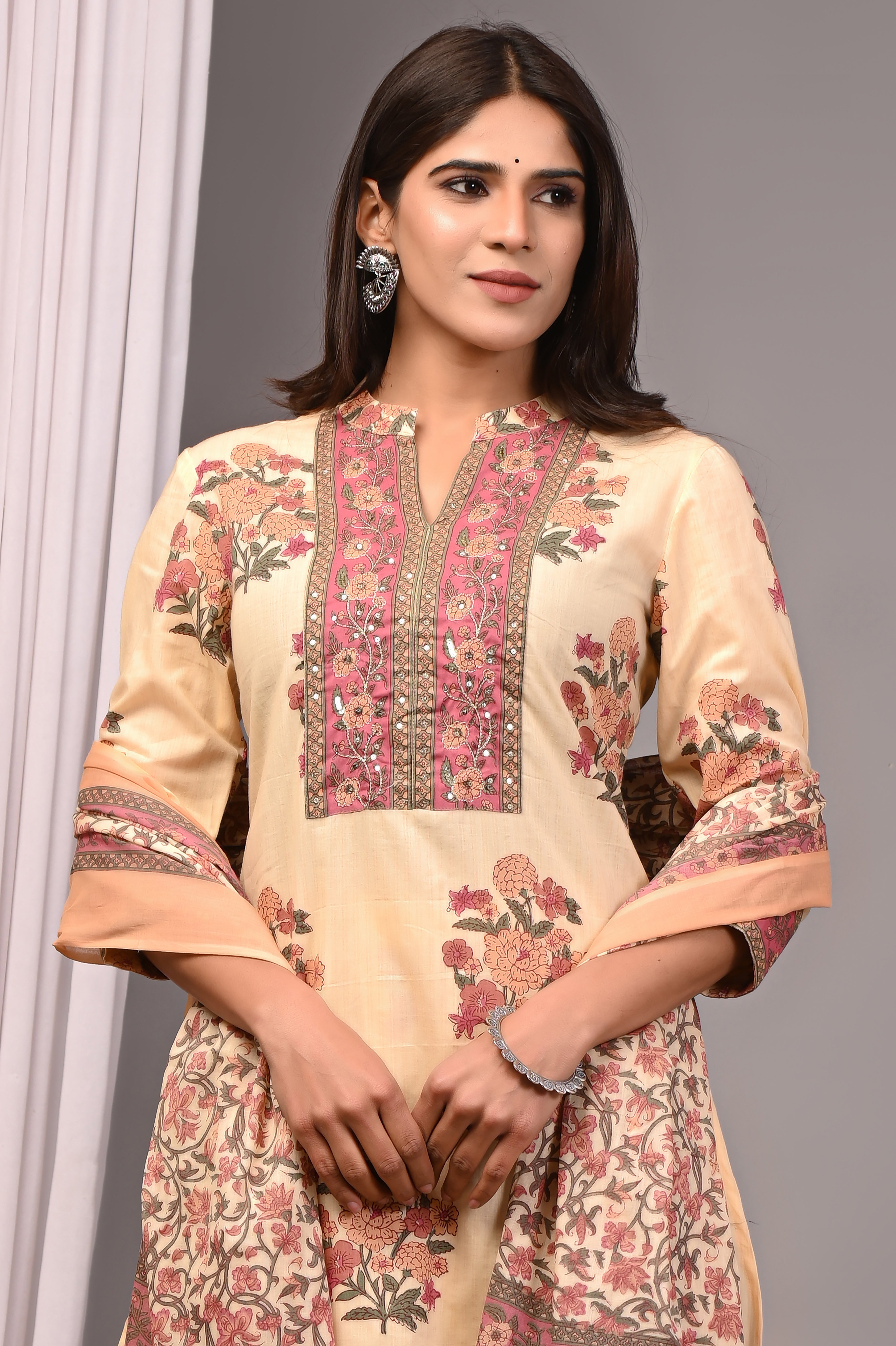 Apricot Blossom Sanganeri Palazzo Set