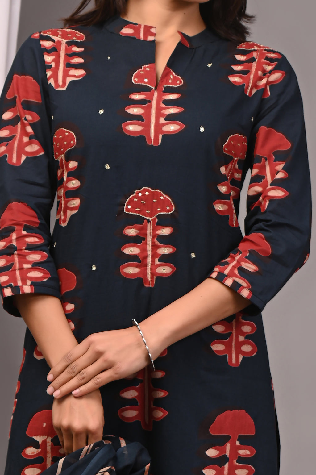 Anchor Blue Bagru Handblock Kurta Palazzo Set