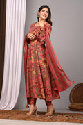 Tuscan Ruby Sanganeri Cotton A-Line Sundress Set